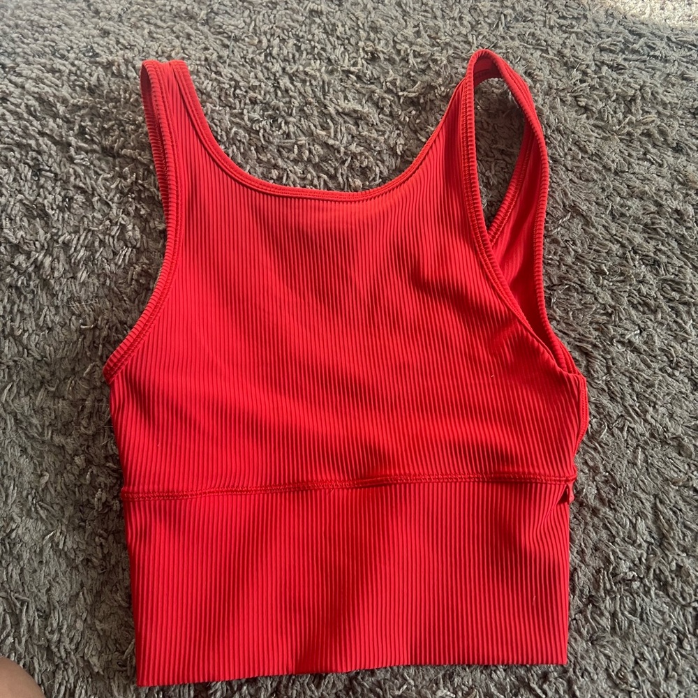 Lululemon power pivot Red Ribbed Tank Top